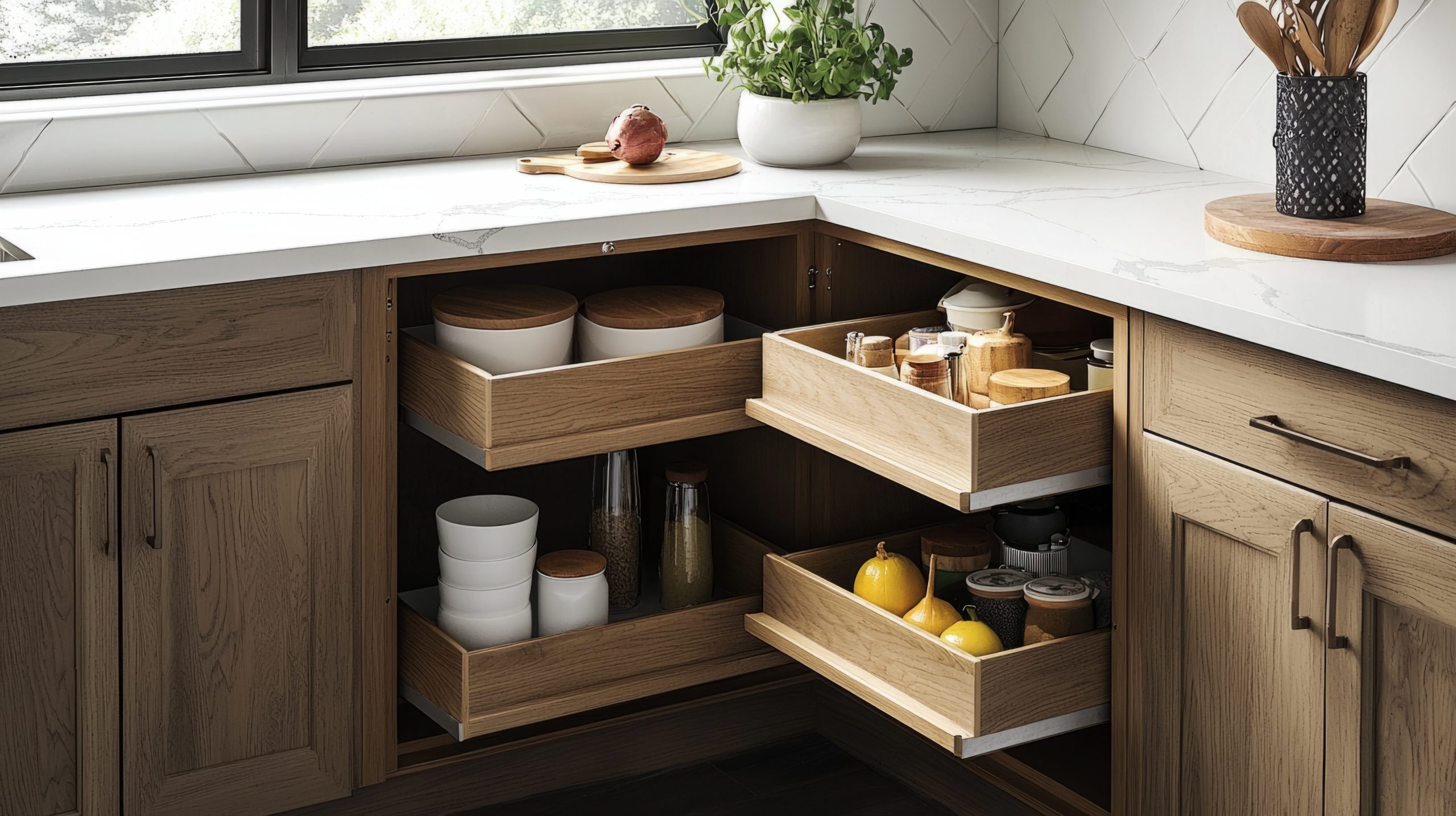 Pull Out Cabinet with Kitchen Supplies
