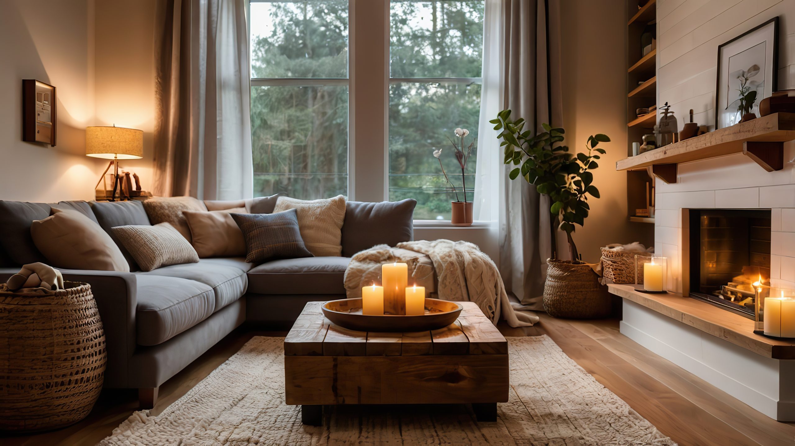 layered textiles create cozy atmosphere