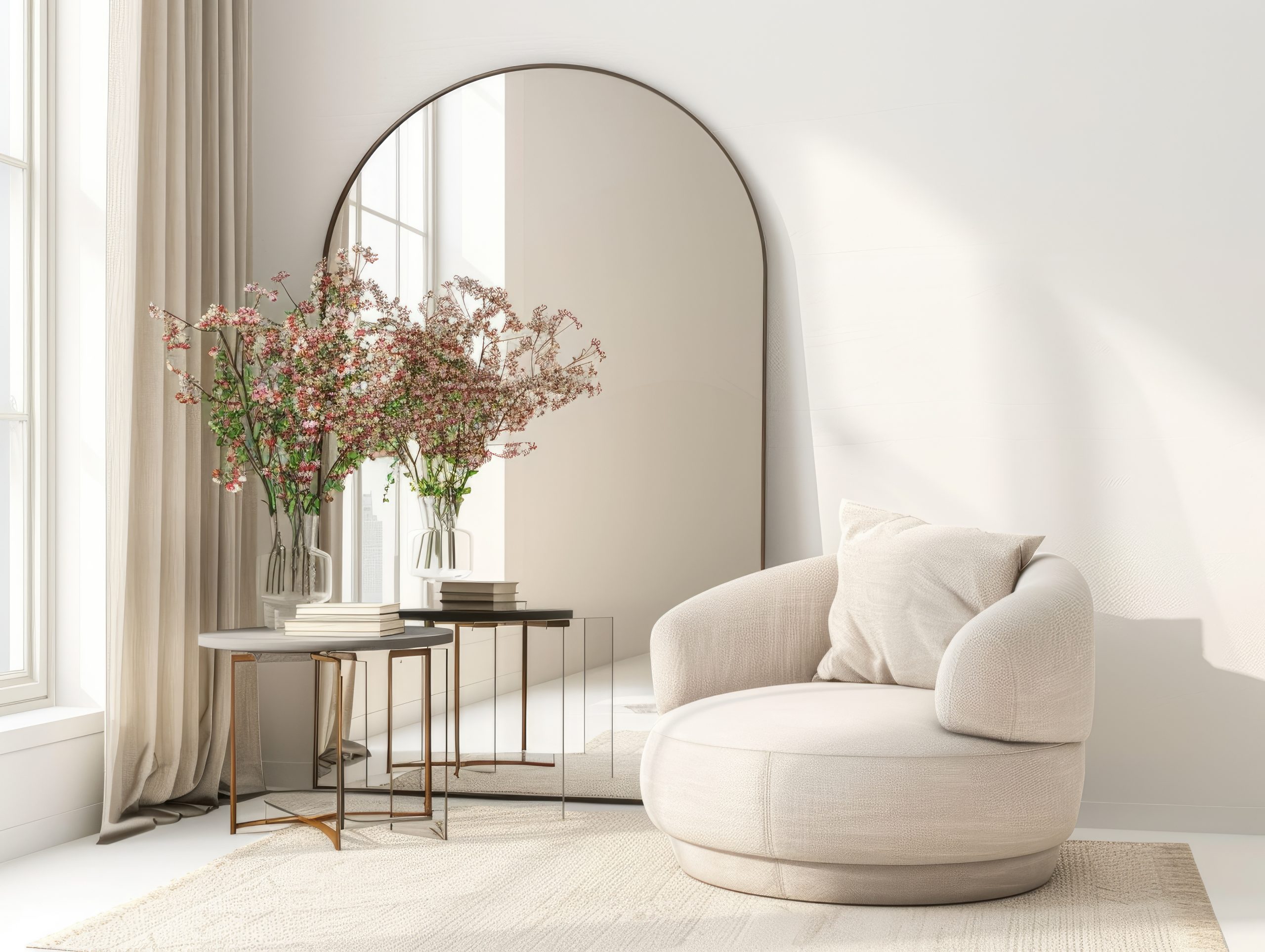 mirror enhancing light and space in small living room