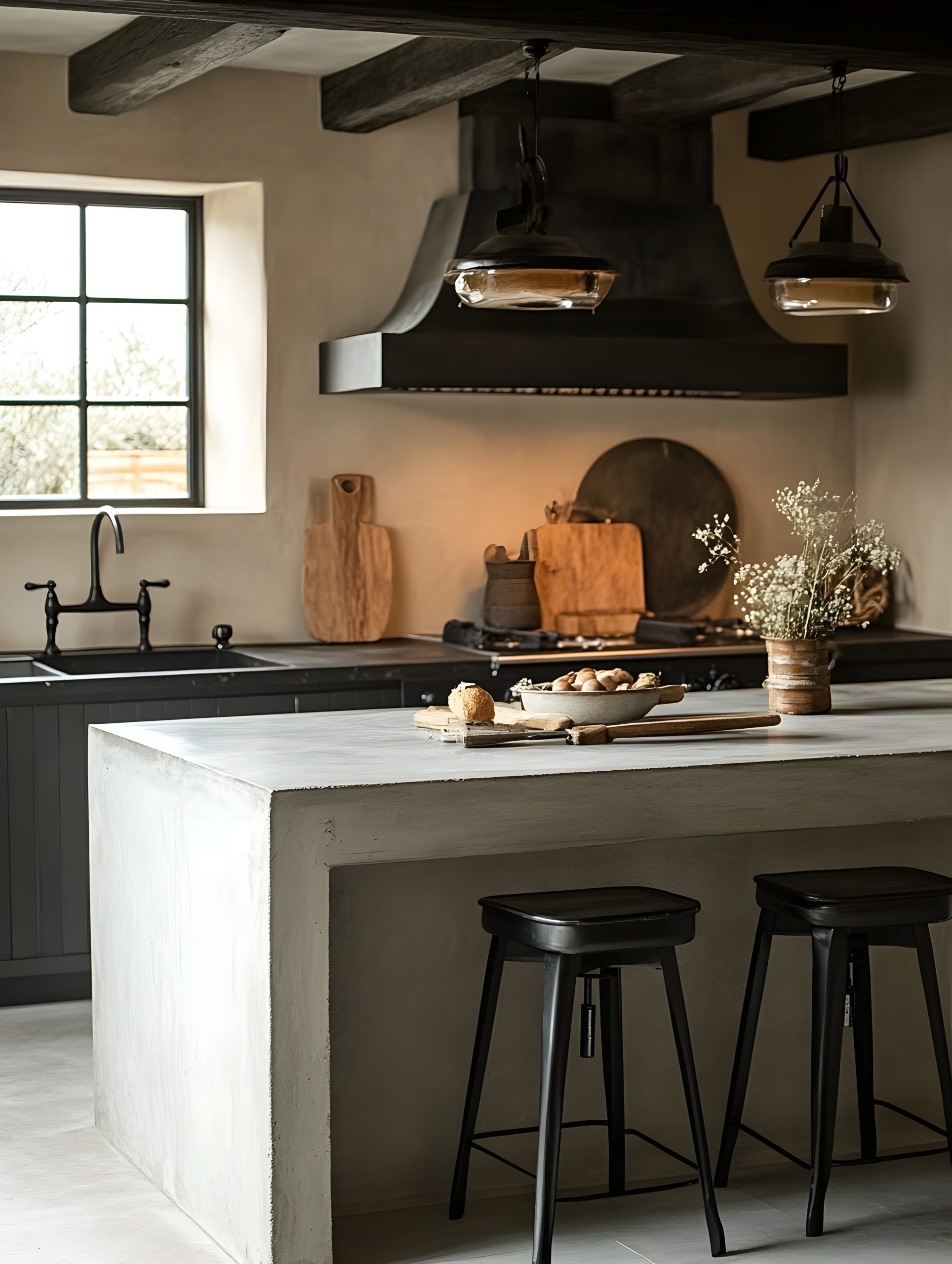 concrete statement kitchen island bench industrial modern