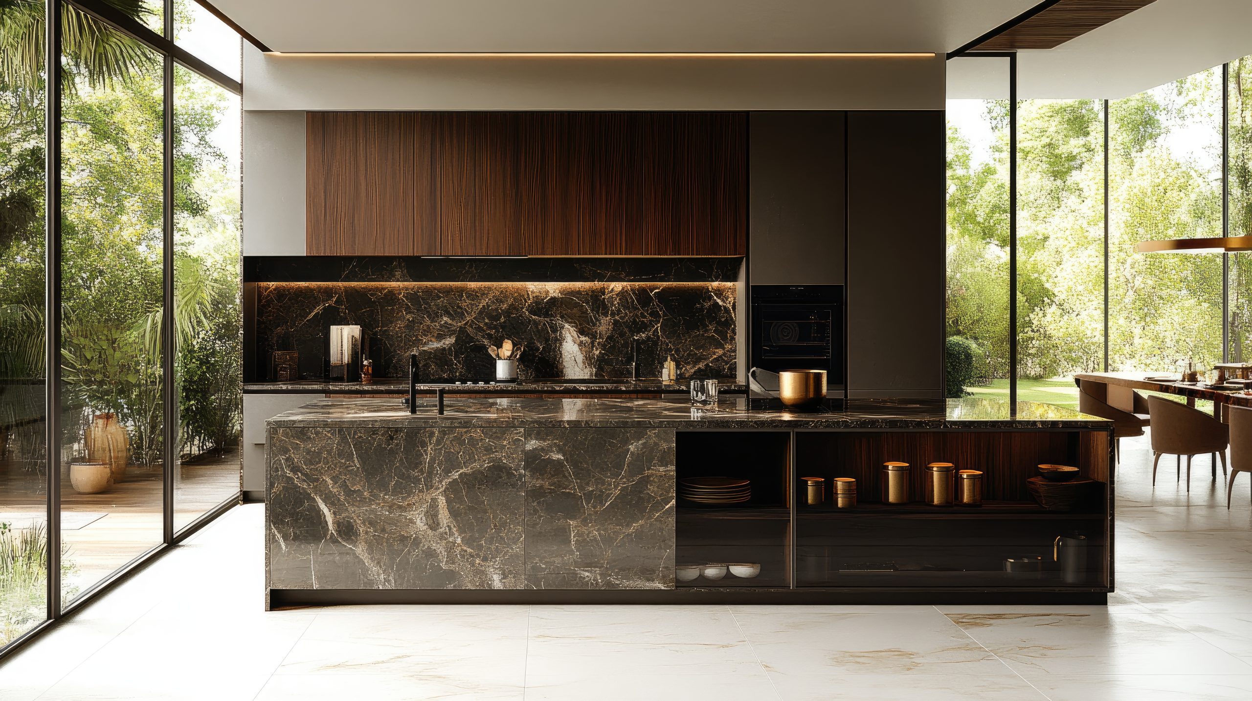 glass illuminated kitchen island bench lighting modern