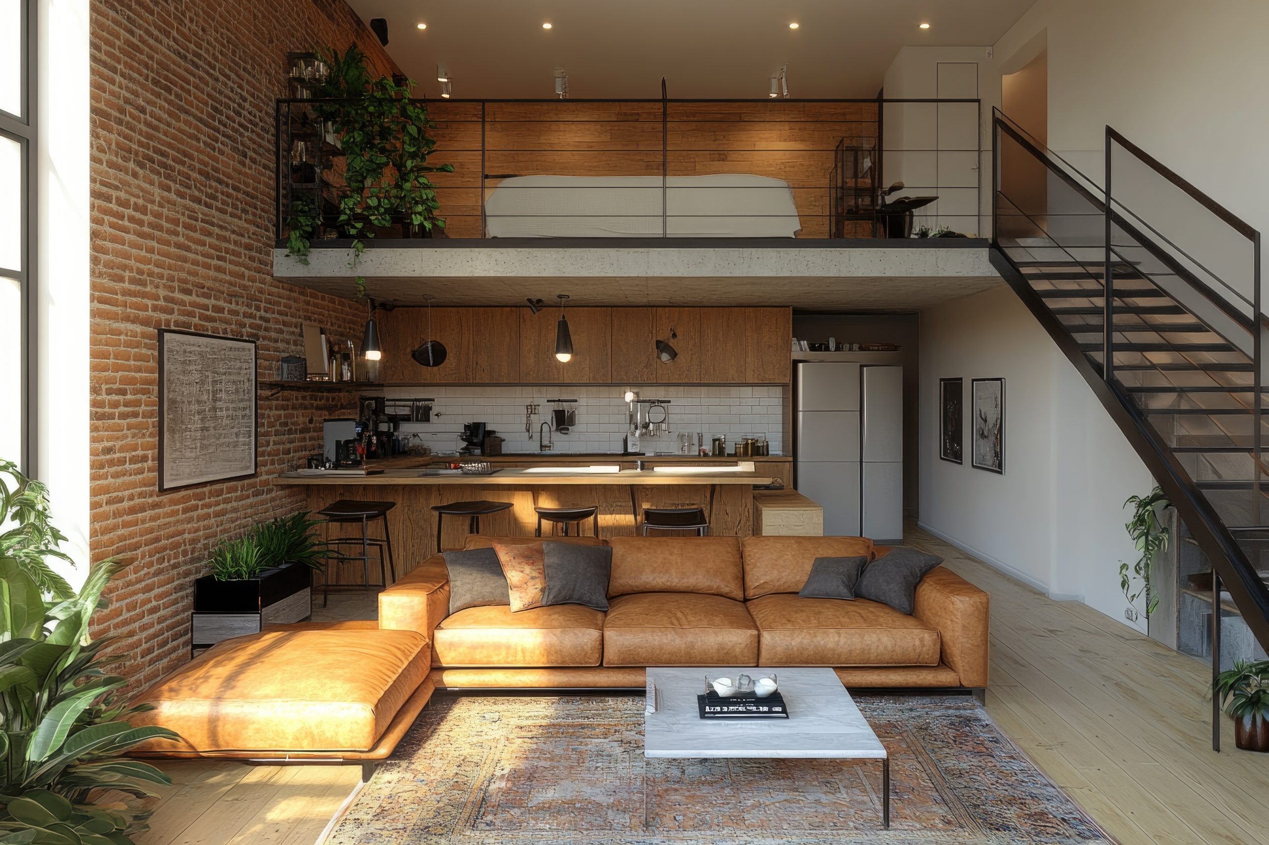 Industrial loft living space
