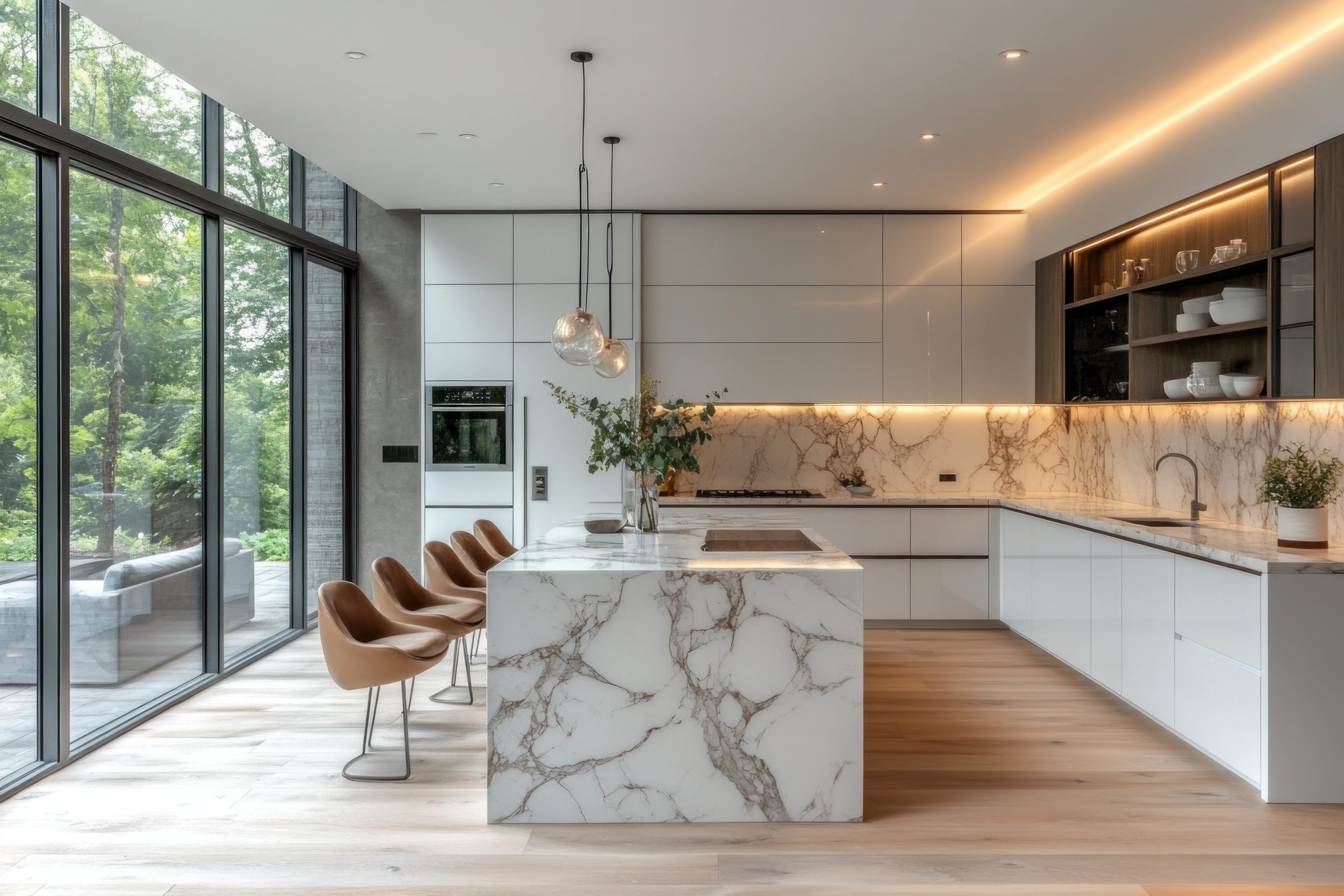 luxury marble kitchen island bench veining design