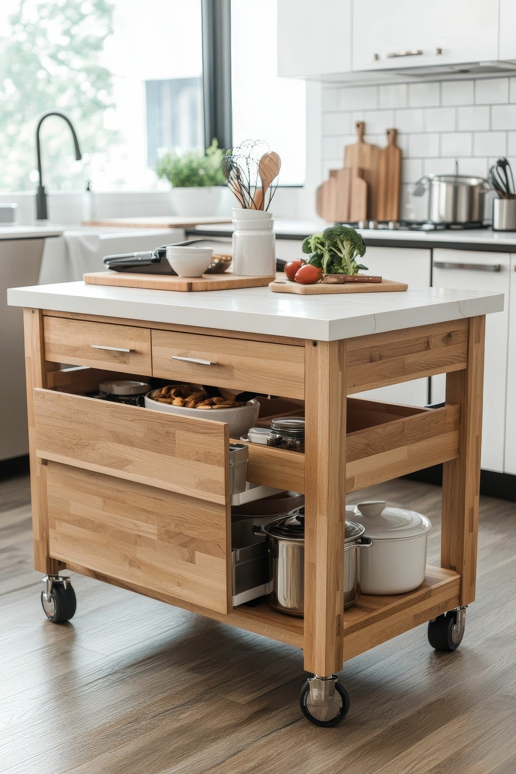 mobile kitchen island bench wheels flexible modern design