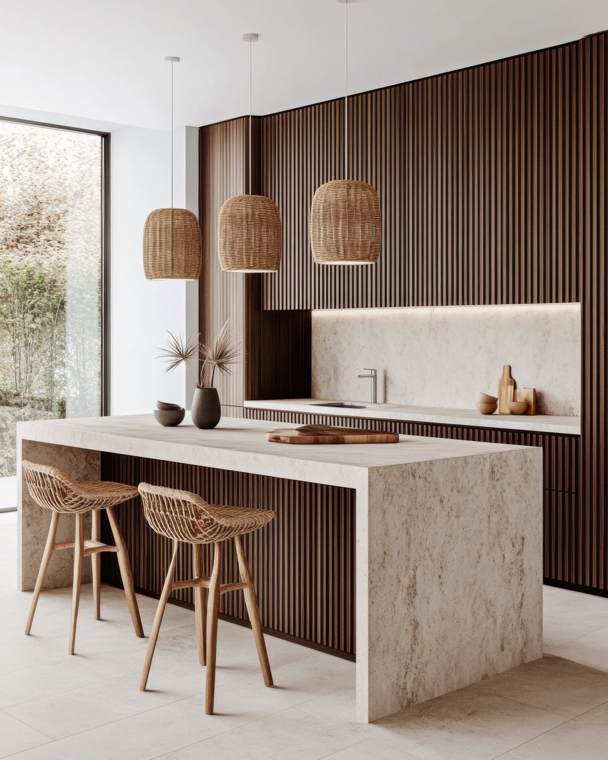 waterfall edge kitchen island marble modern design