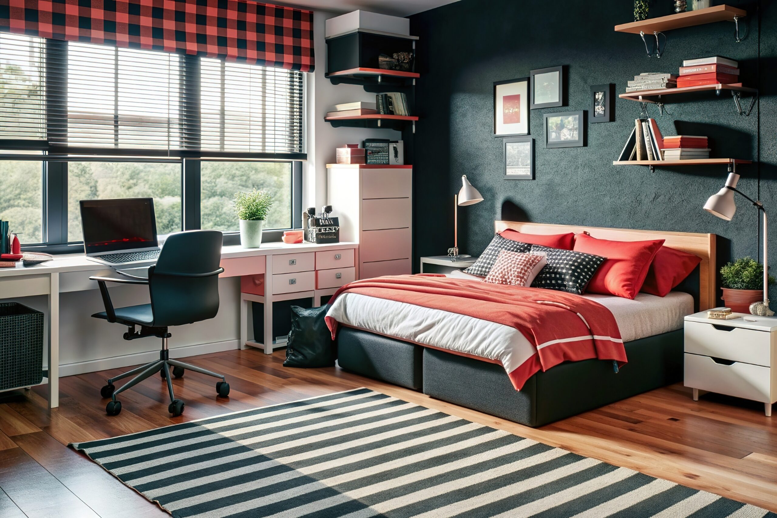 multi functional teenage bedroom layout