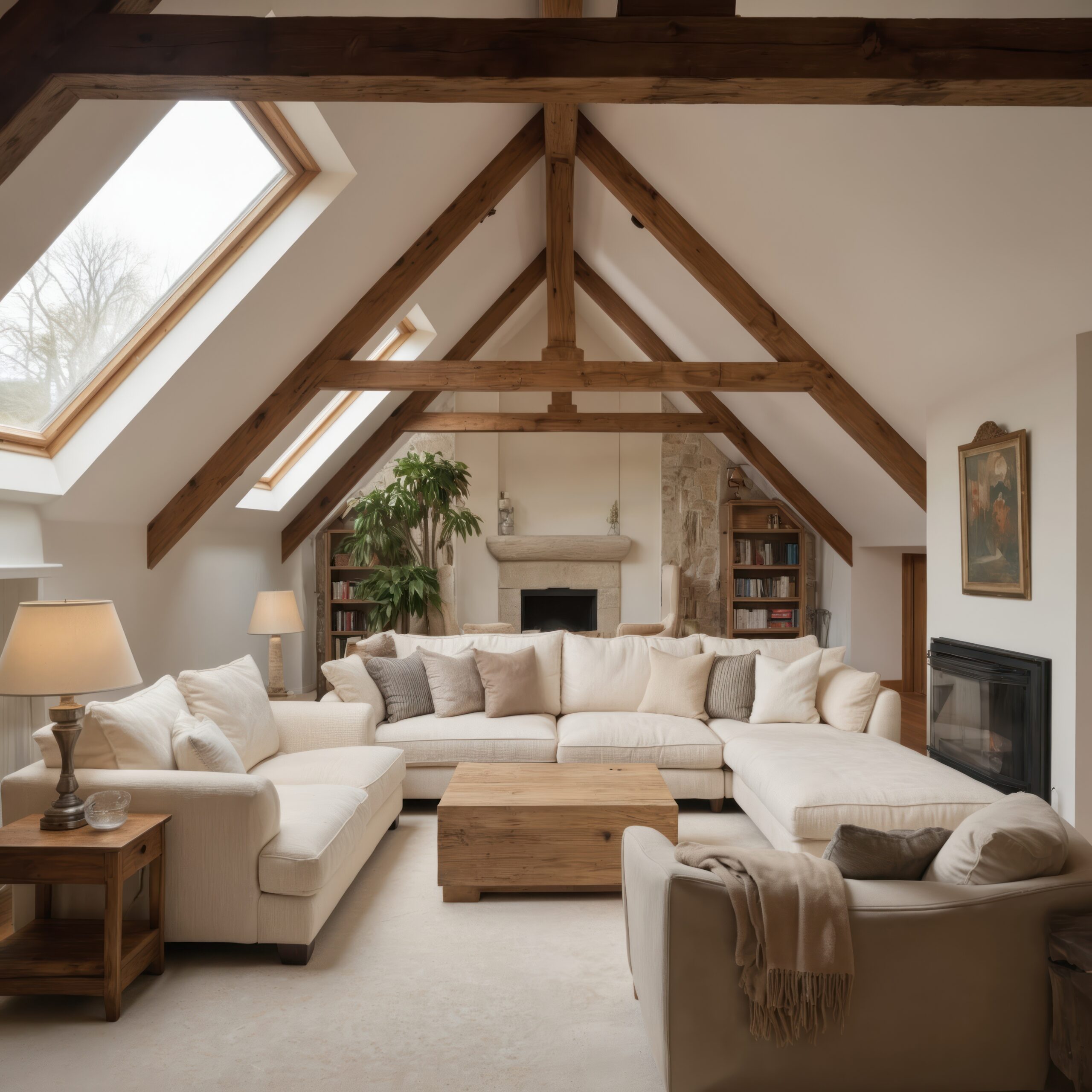 exposed wooden beams ceiling