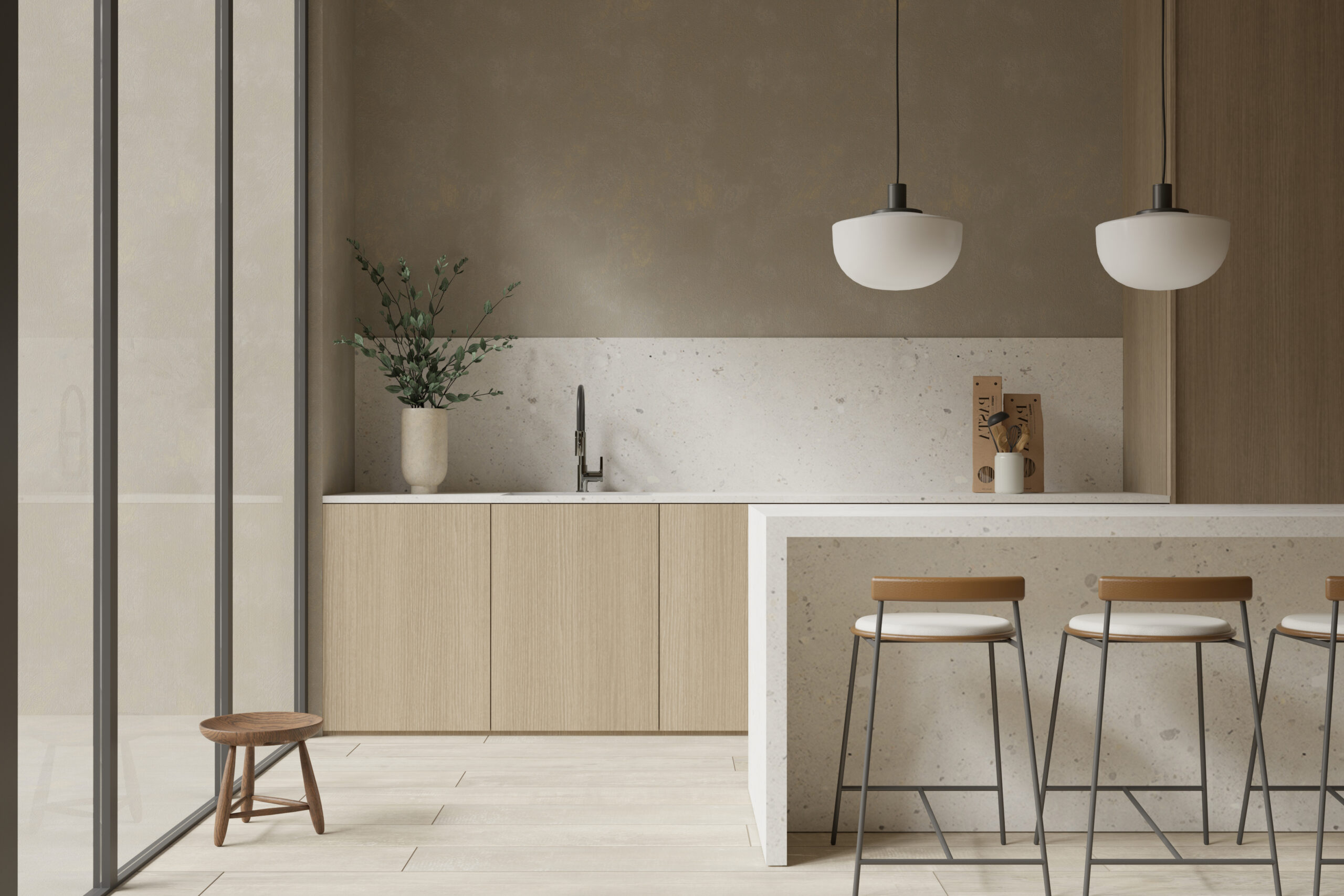 minimalist kitchen cabinet with doors