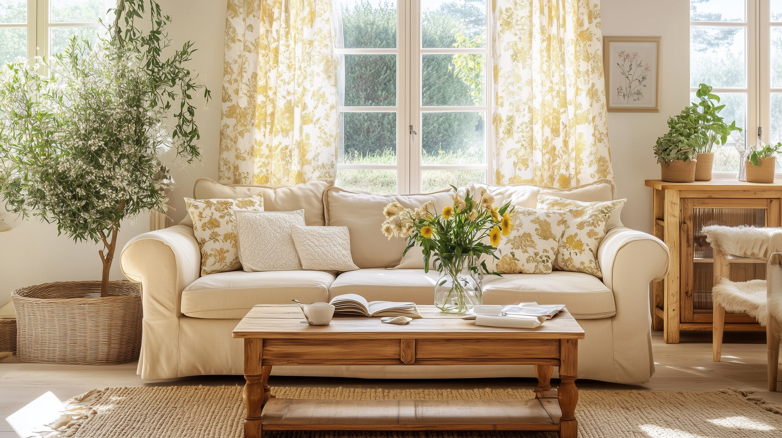 slipcovered sofa cottage style