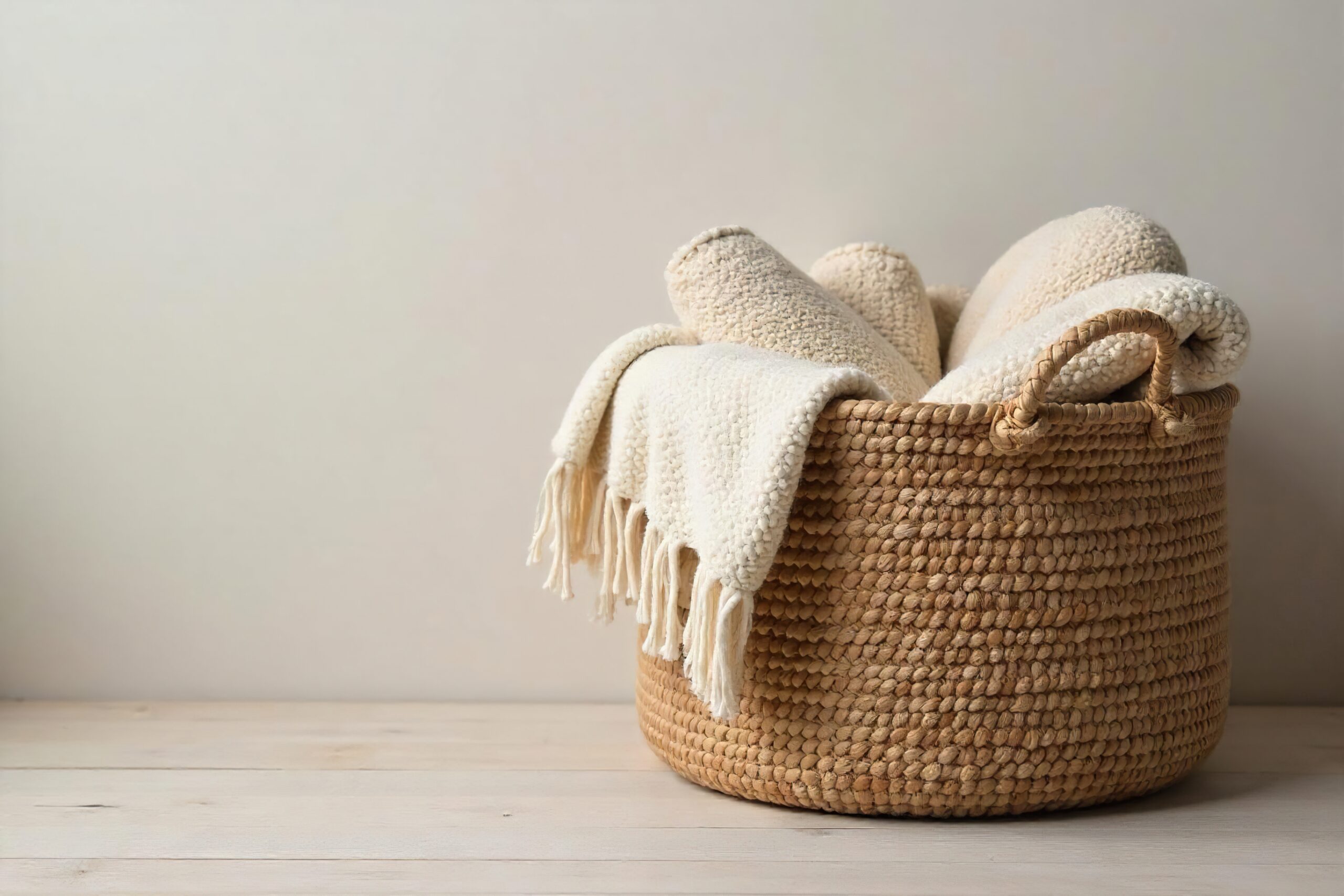wicker storage baskets interior