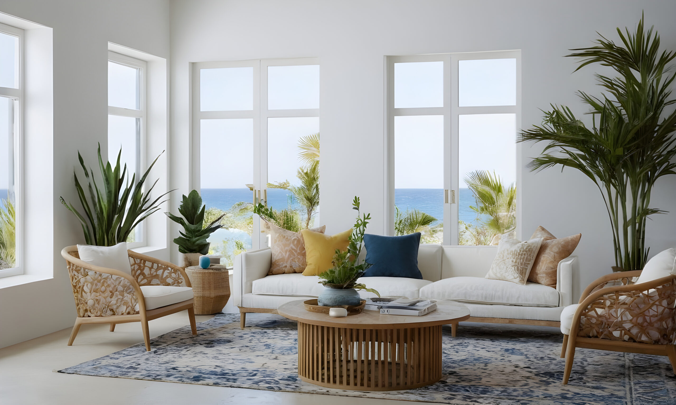 coastal boho living room style