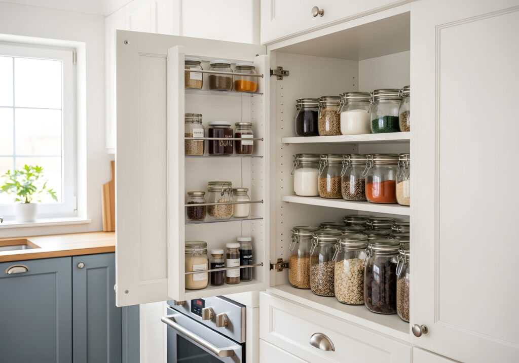 Kitchen Pantry Door Storage grouped pantry door baskets