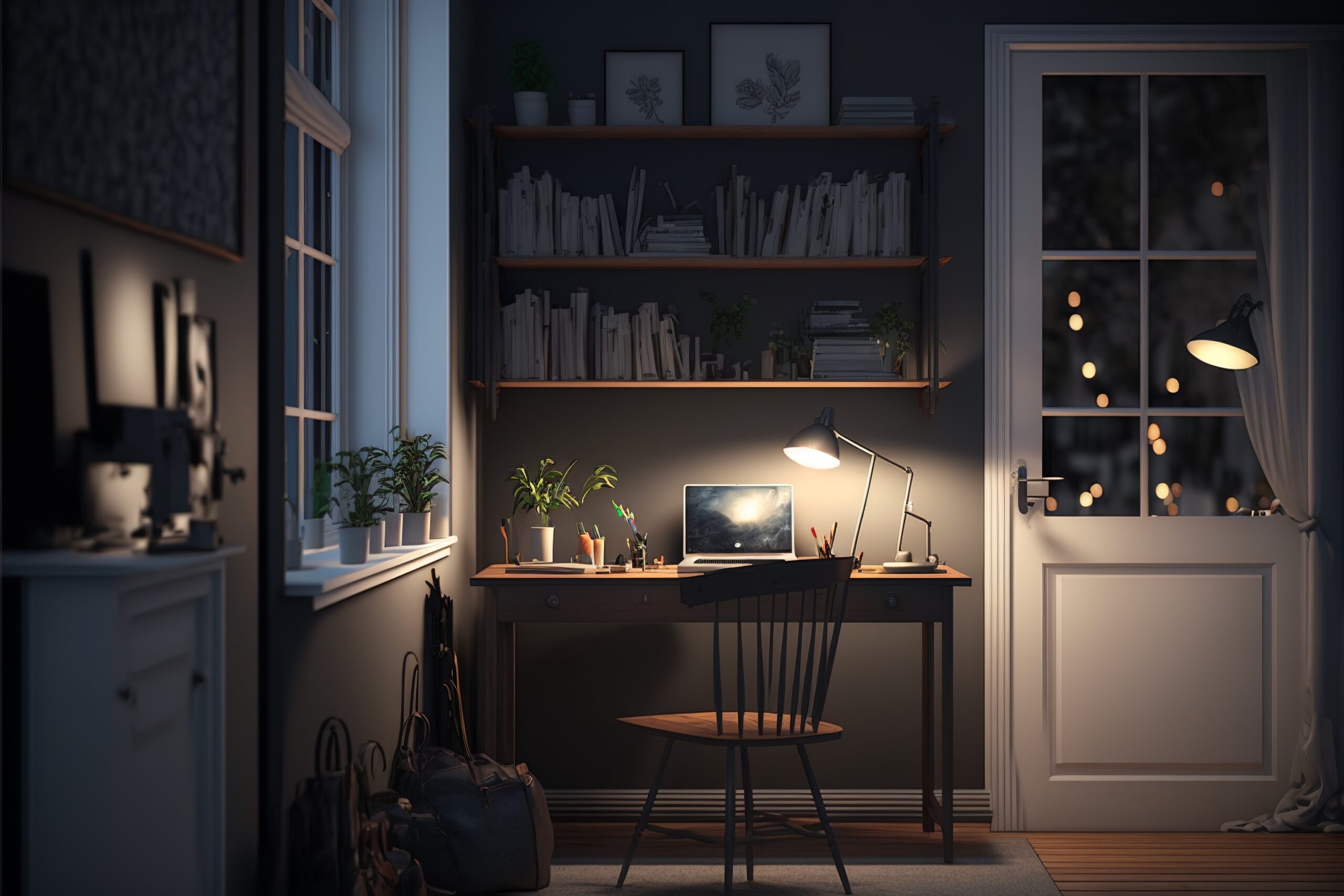 layered lighting home office
