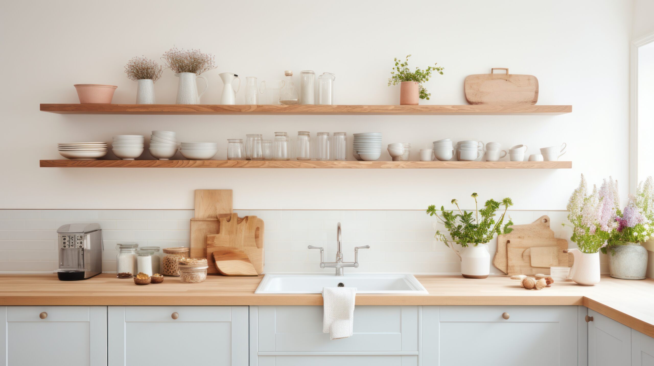 maintaining styled open kitchen shelves
