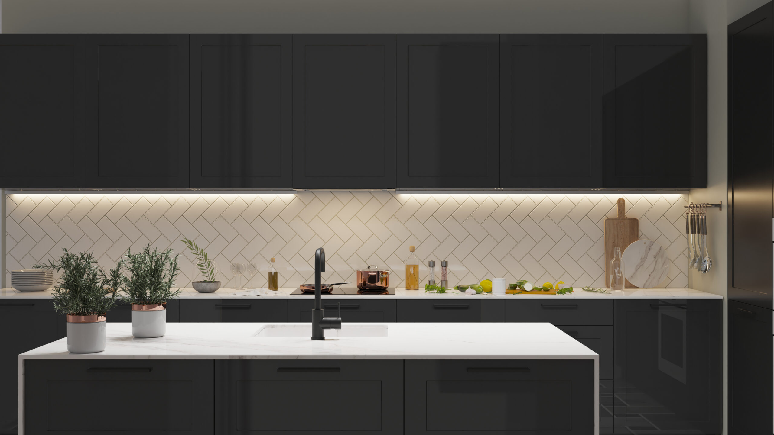 minimalist kitchen led cabinet lighting