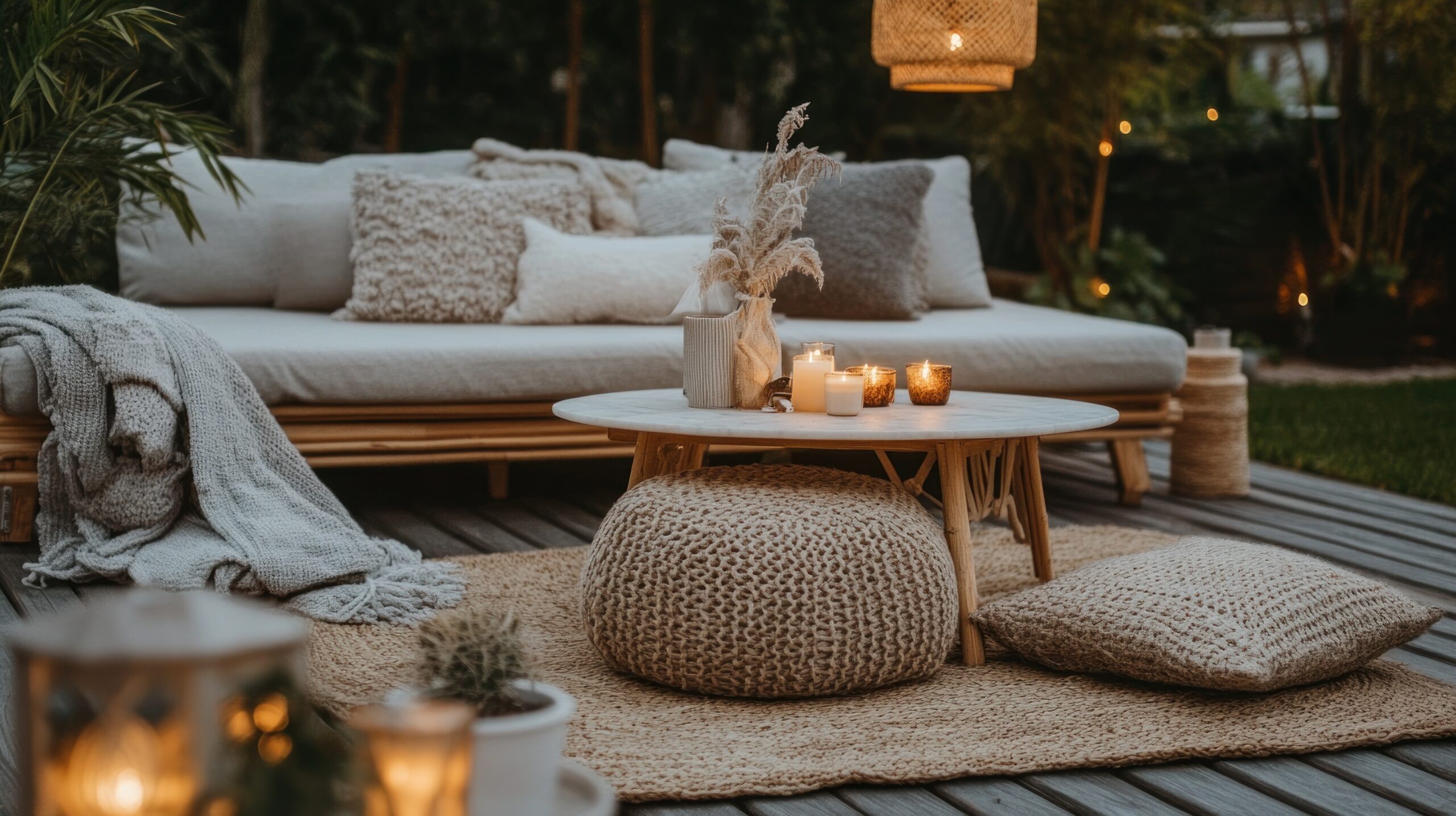 outdoor coastal boho patio design