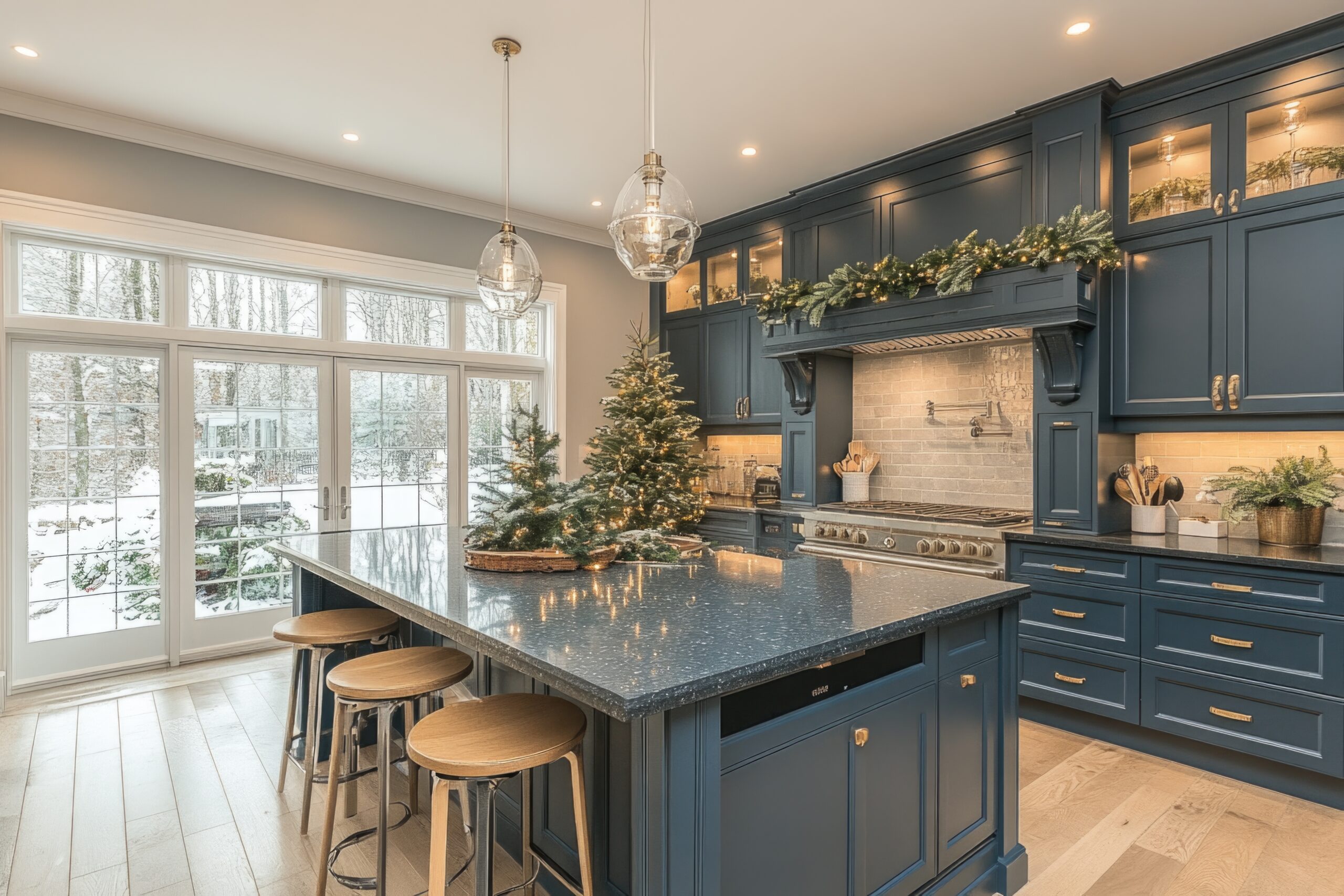 seasonal cabinet lighting for entertaining