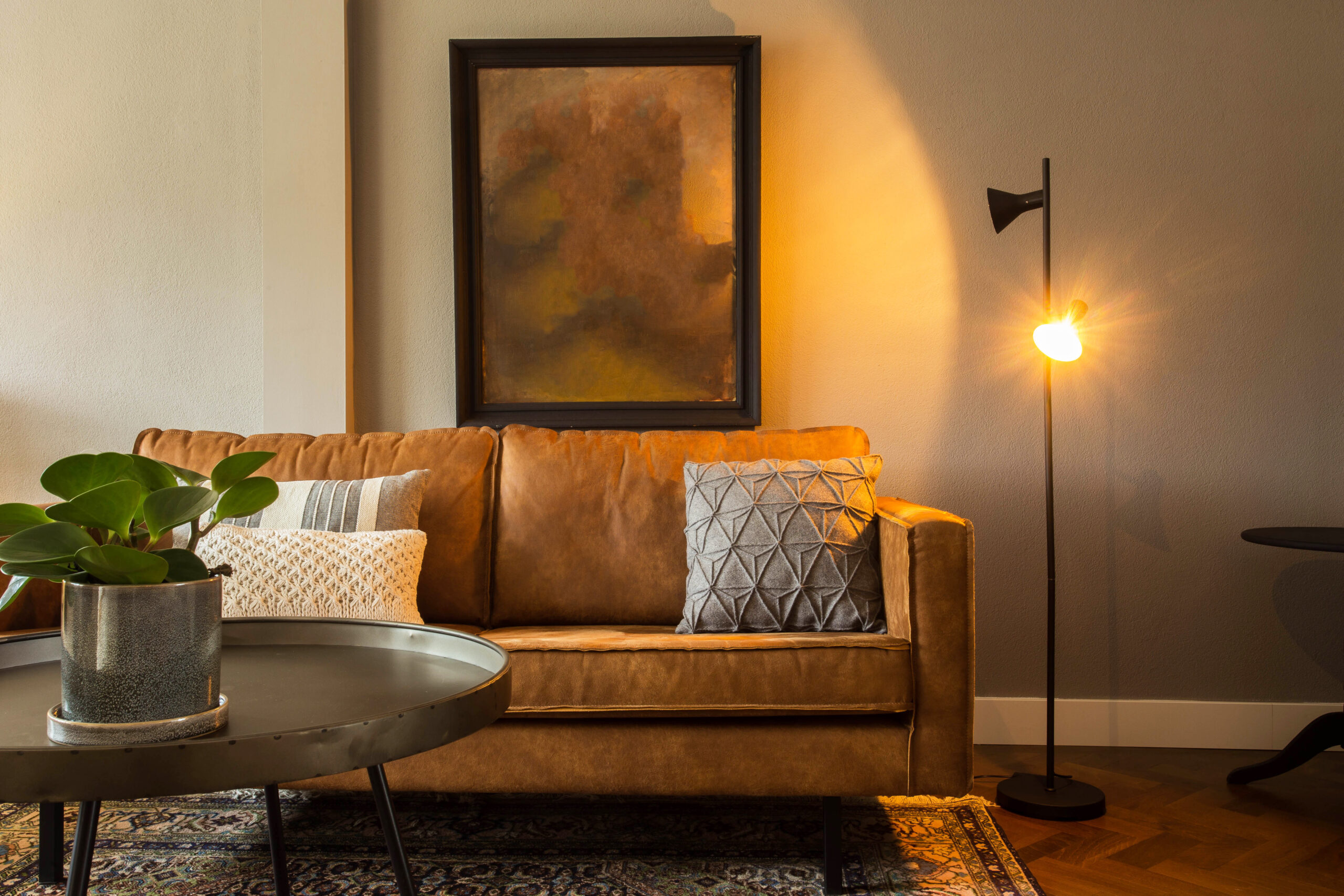 warm lighting living room