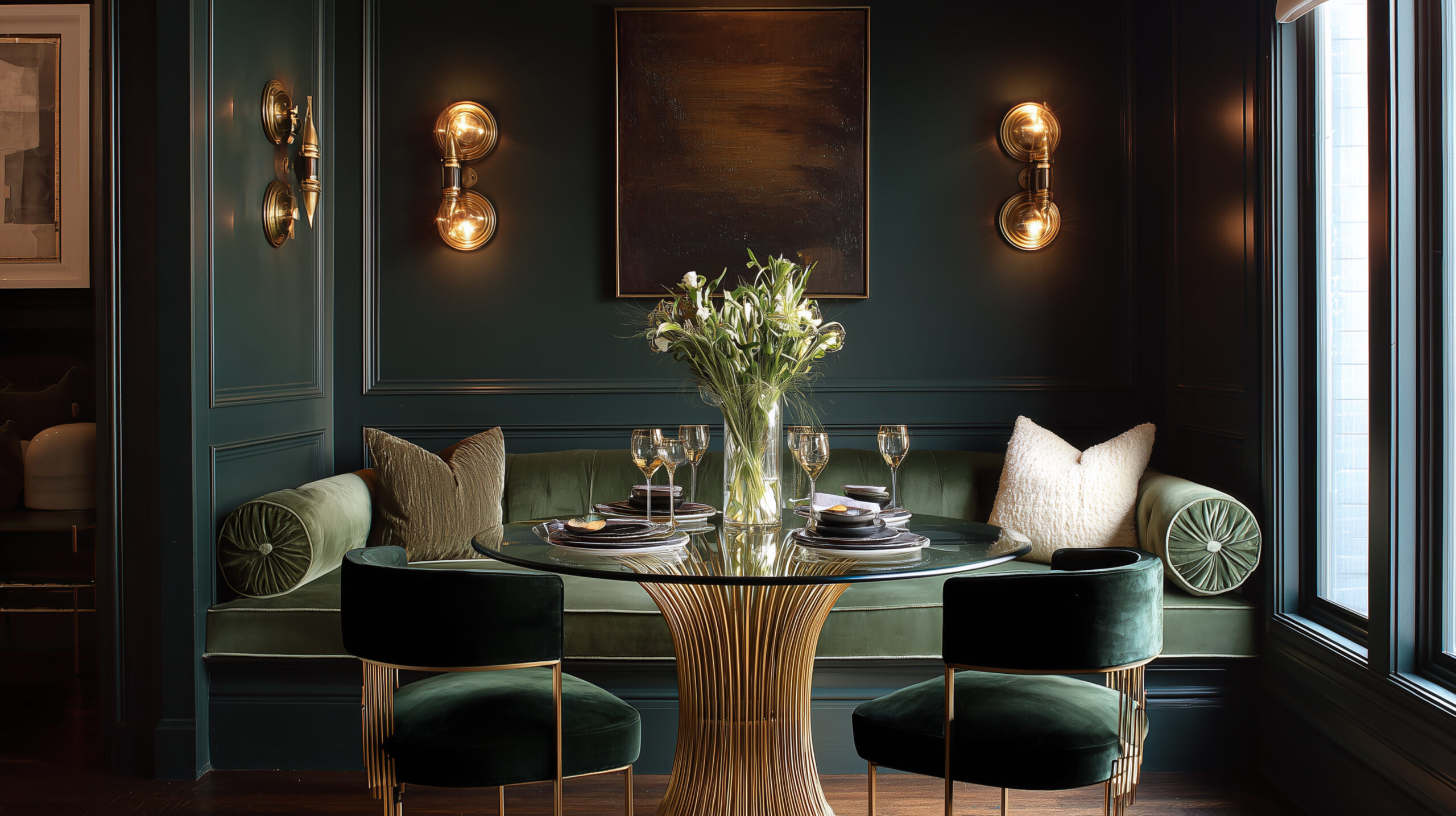 cool dark dining room tones