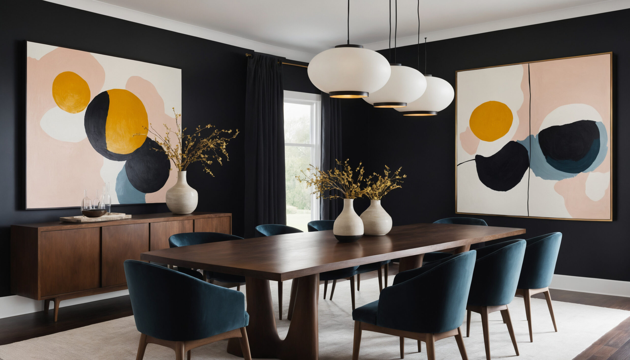 layered lighting dark dining room