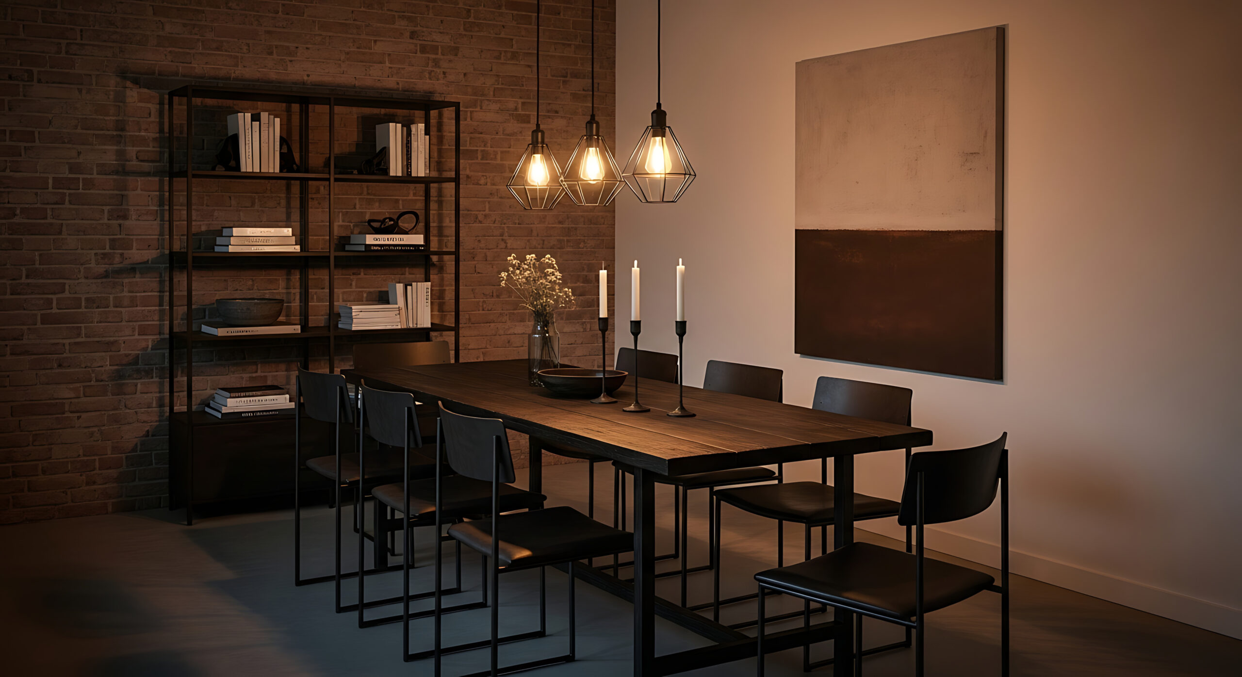 matte and gloss finishes dark dining room