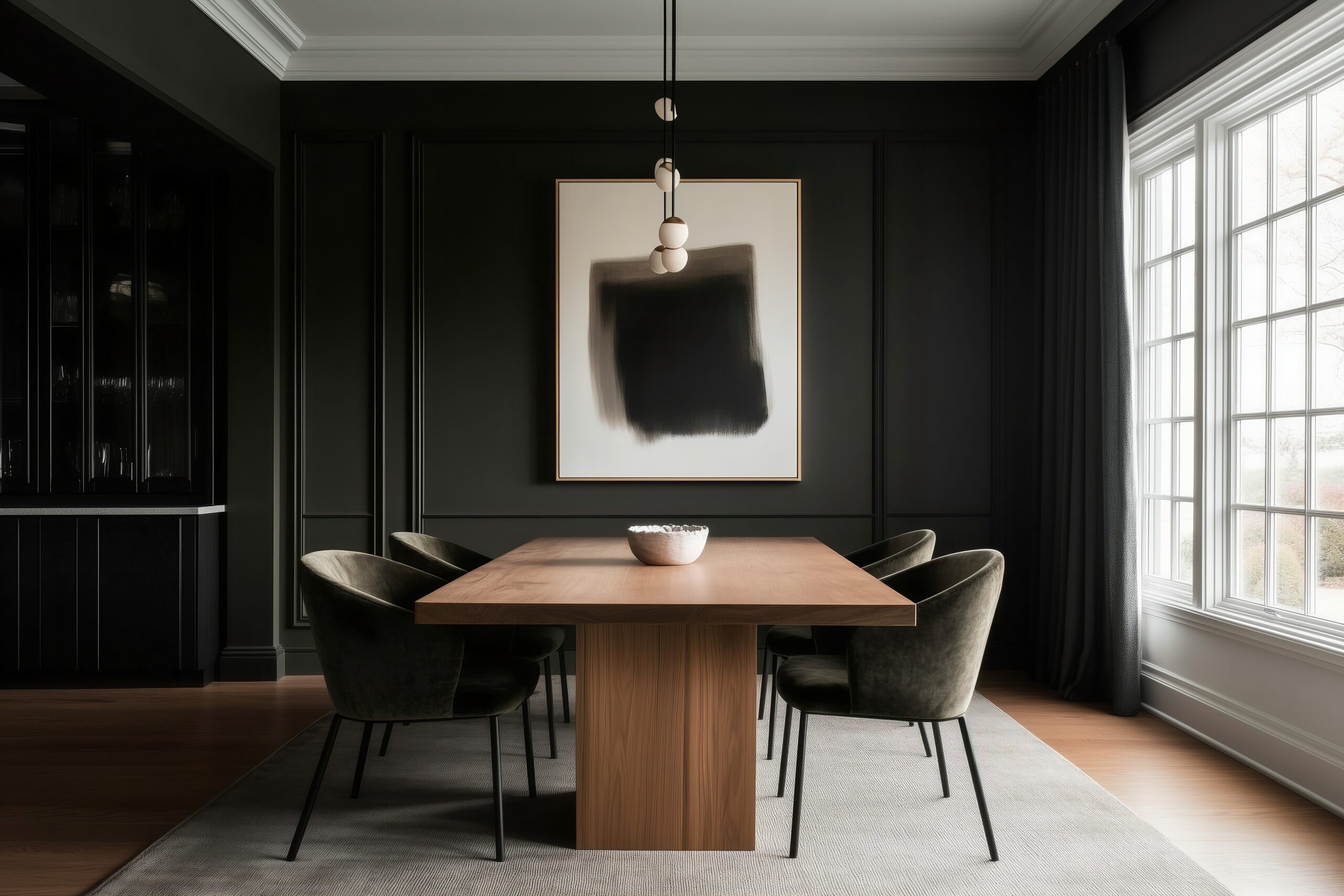 minimalist dark dining room decor