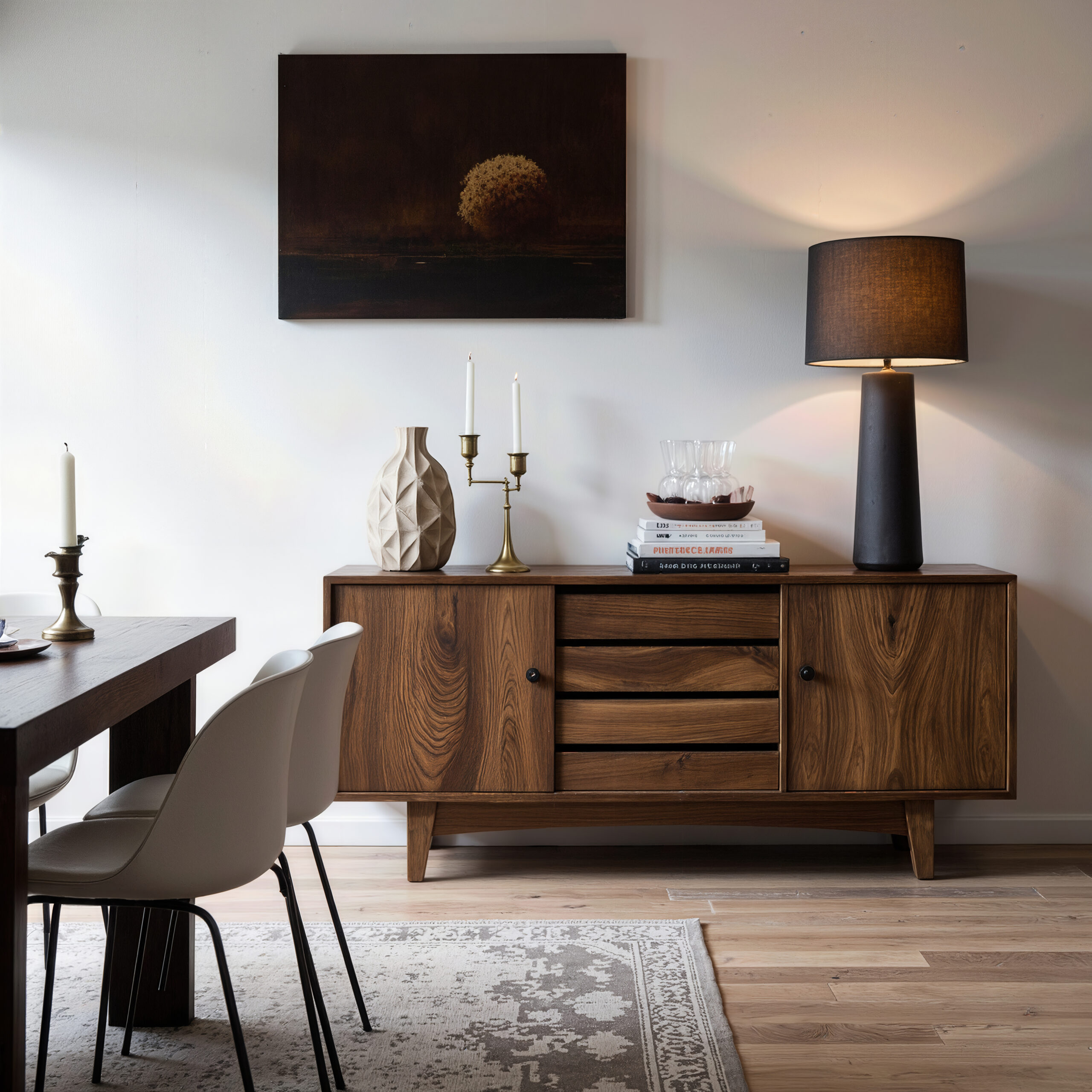 spacious dark dining room design