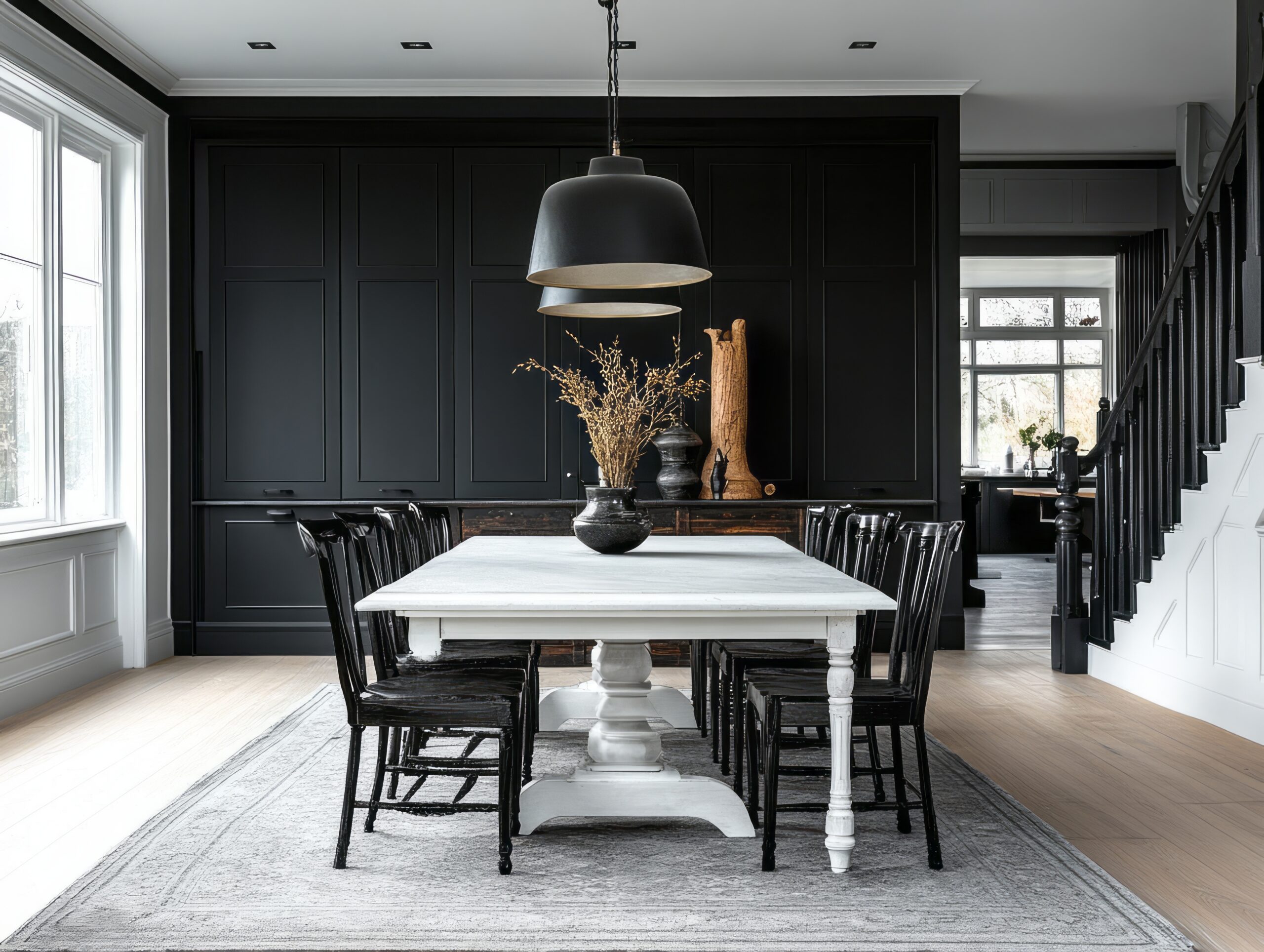 textures materials dark dining room