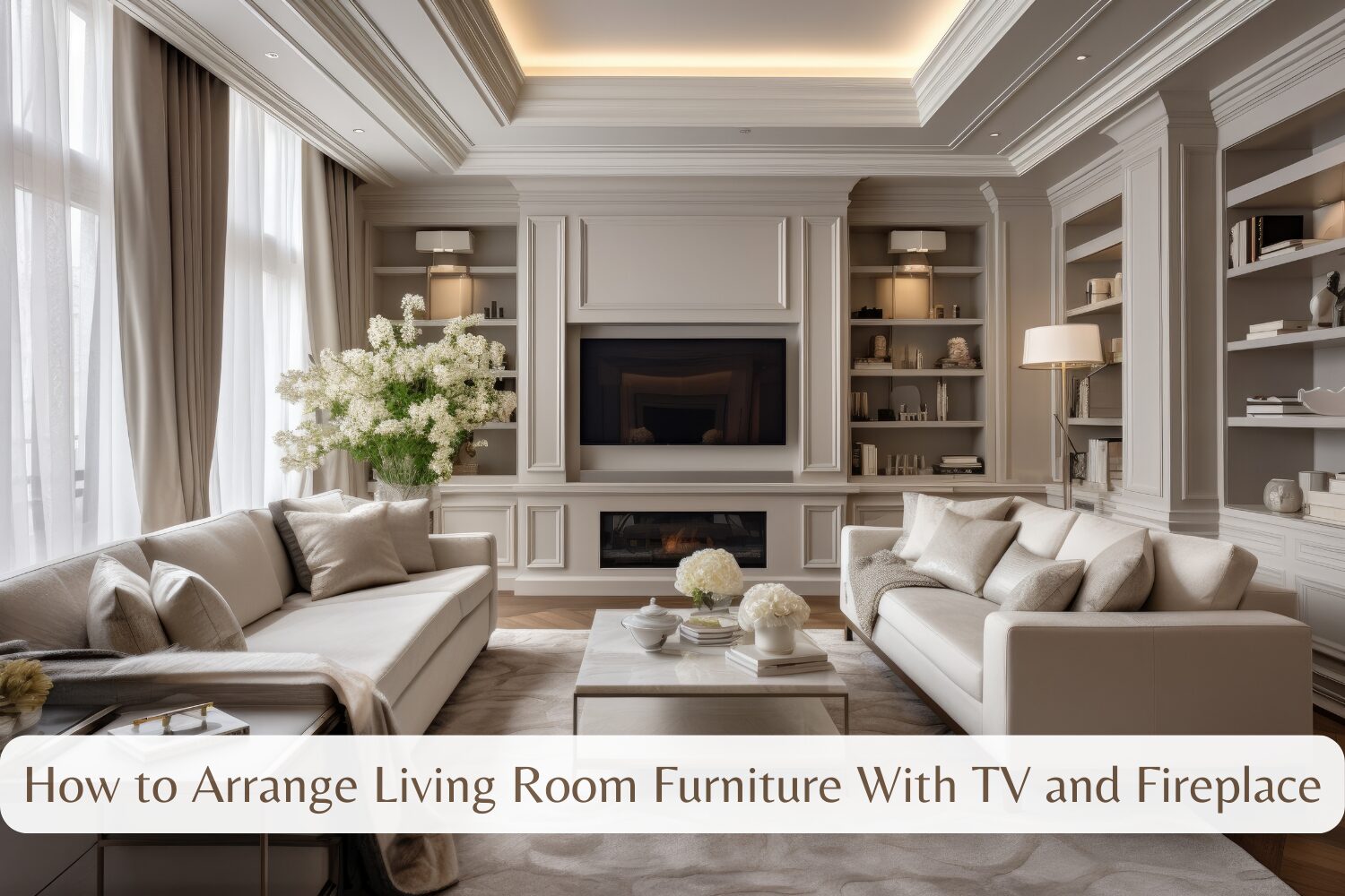 how to arrange living room furniture with tv and fireplace